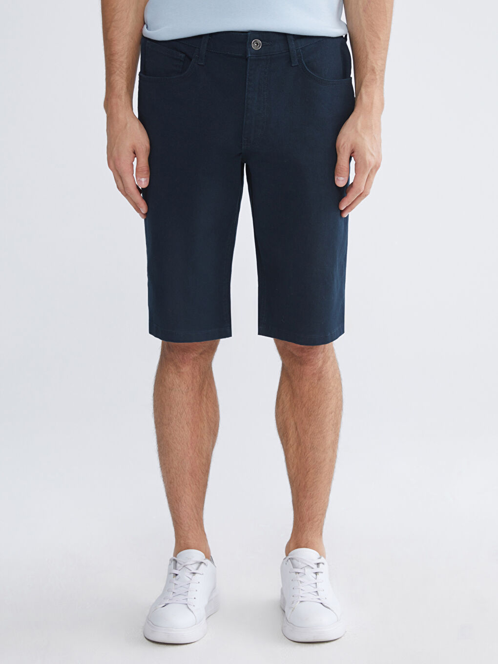 Lacivert Slim Fit Erkek Şort-1