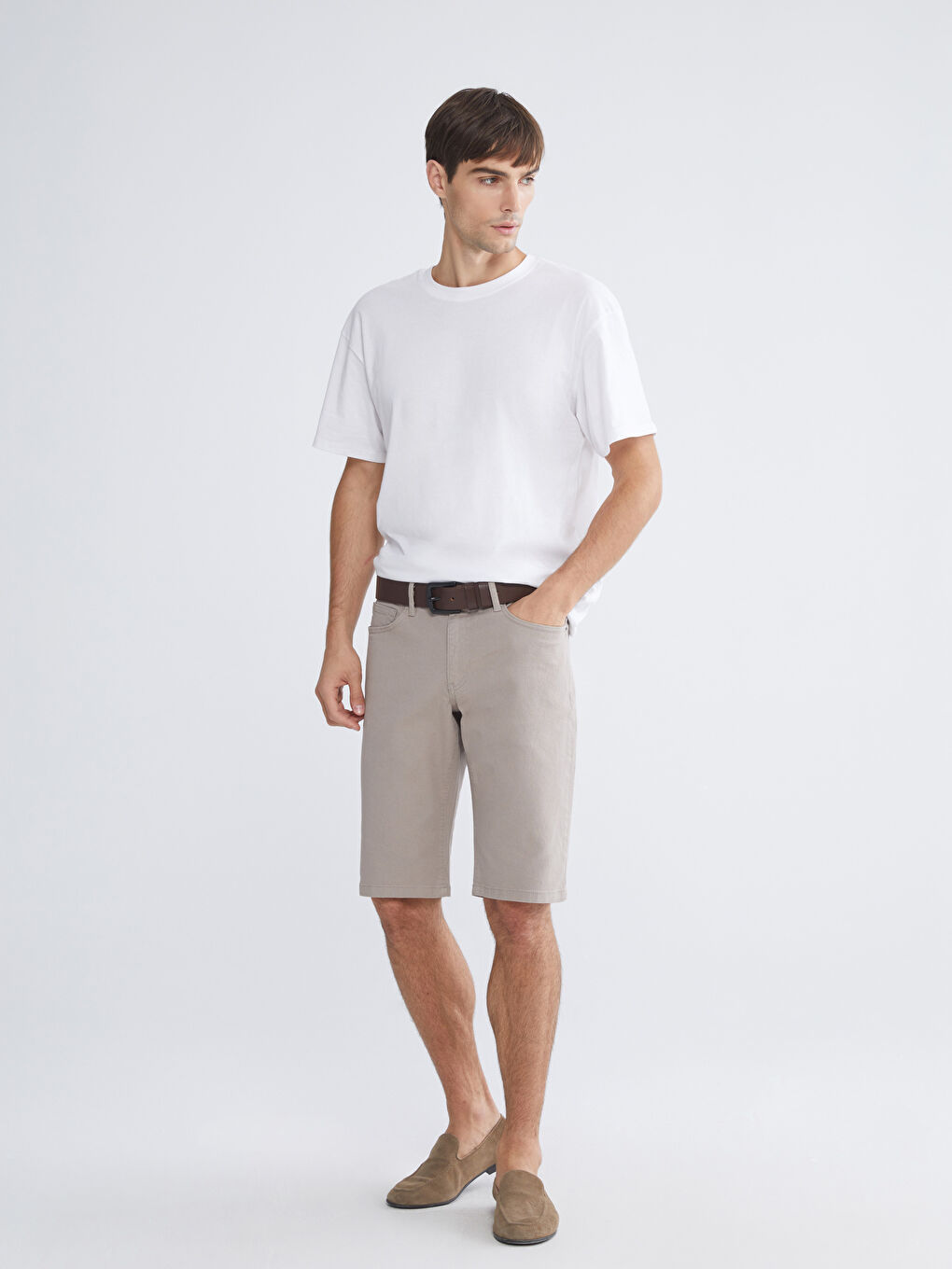 Bej Slim Fit Erkek Şort