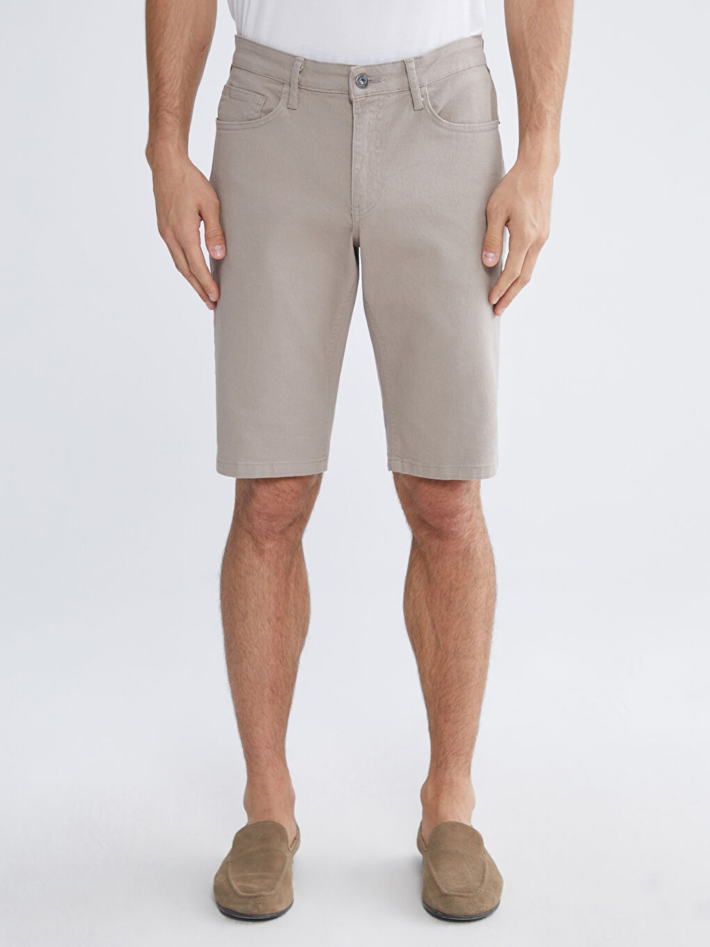Bej Slim Fit Erkek Şort-1