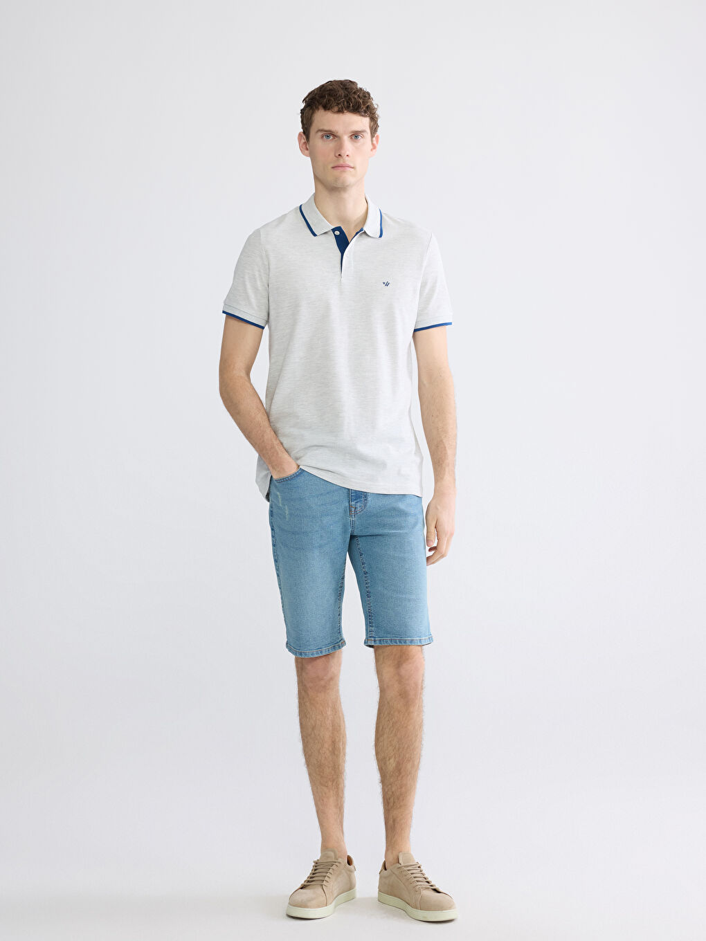 Футболка Мужская Пике Однотонная с Воротником Поло-2