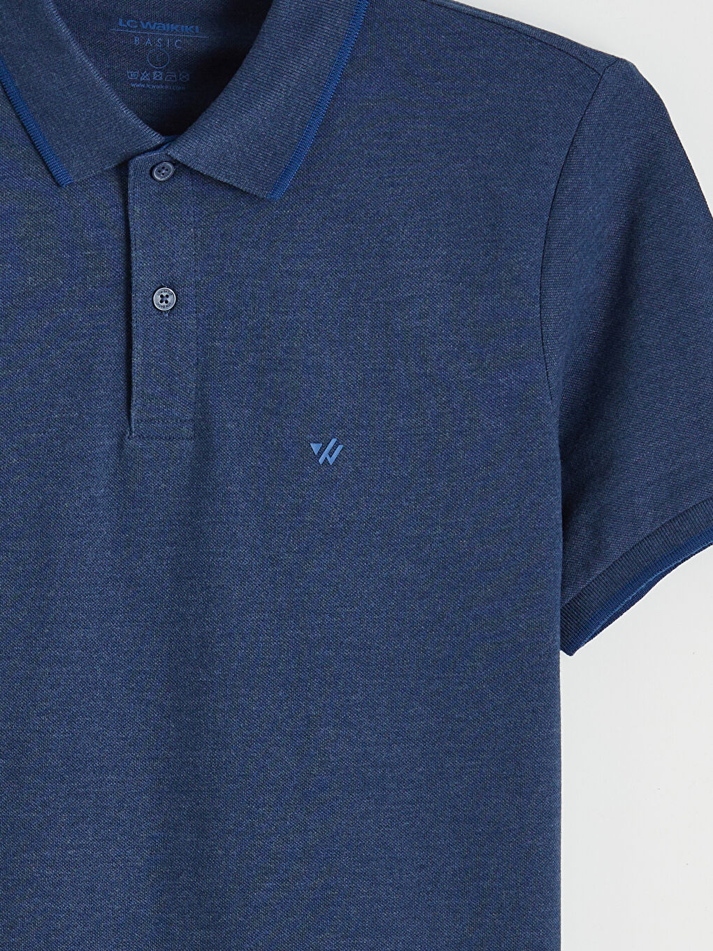 Ерлерге арналған поло жағалы өрнексіз пике футболка-18