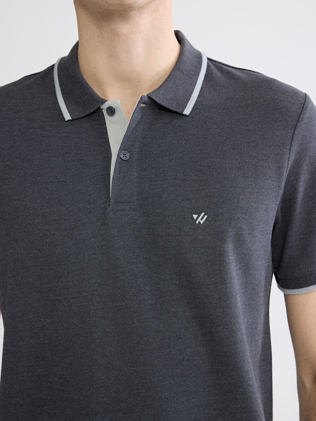 Ерлерге арналған поло жағалы өрнексіз пике футболка-4