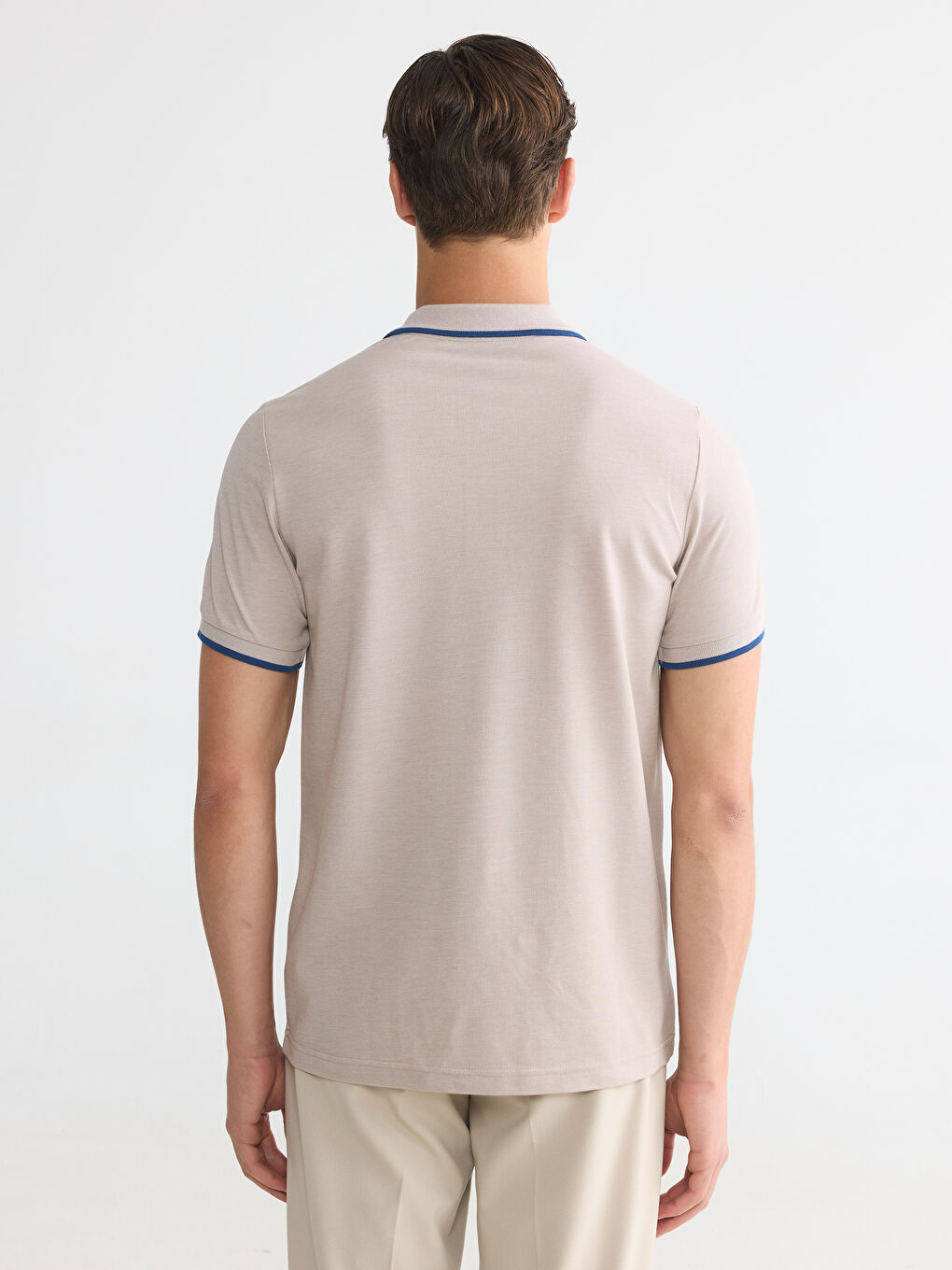 T-shirt piké me jakë polo për meshkuj-6