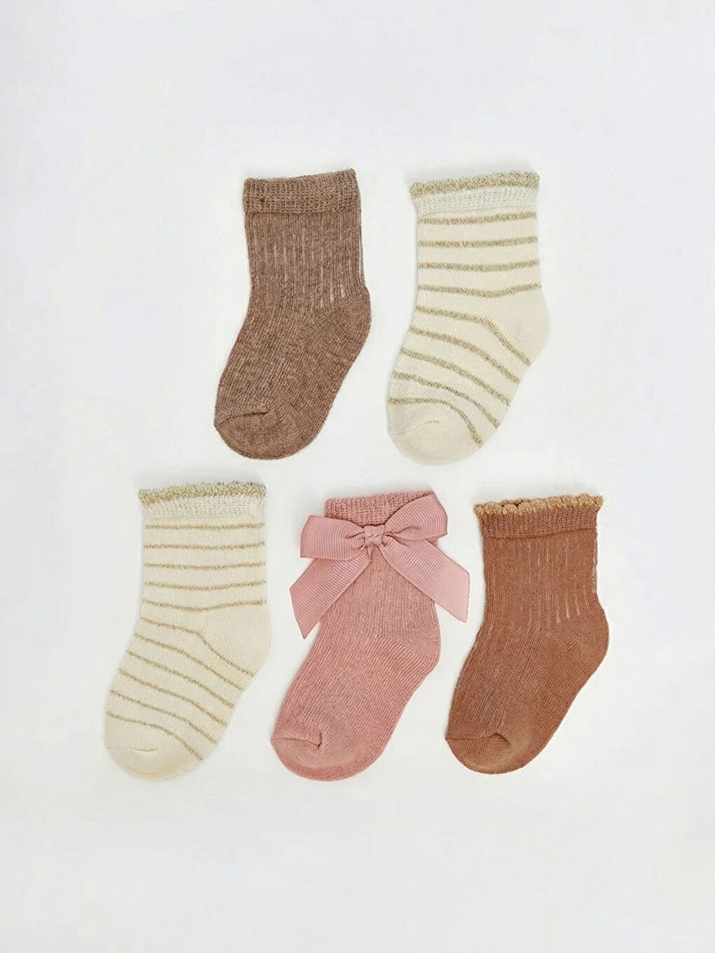 ხუთი ცალი ზოლიანი ჩვილის გოგოს წინდების ნაკრები-1