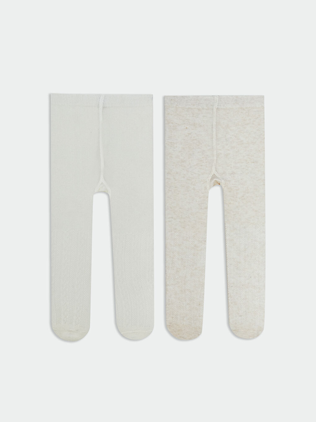 Bej Kız Bebek Triko Külotlu Çorap 2'li