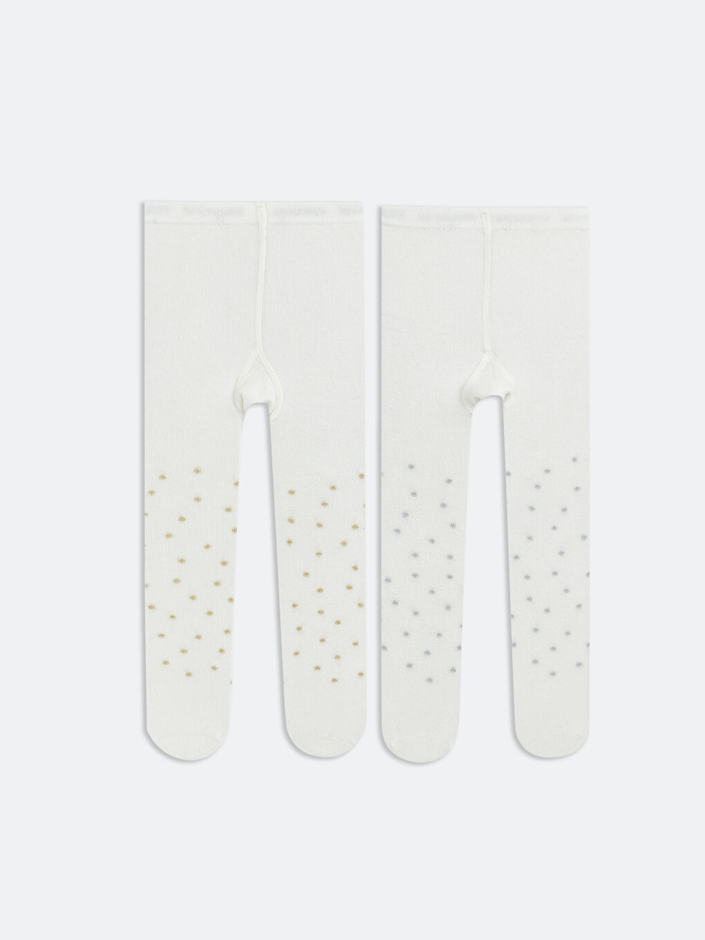 Ekru Puantiyeli Kız Bebek Külotlu Çorap 2'li