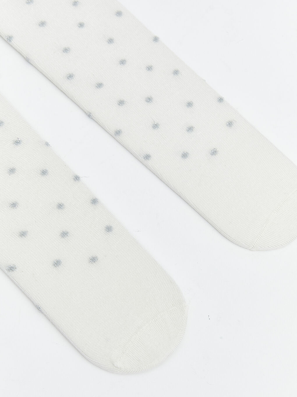 Ekru Puantiyeli Kız Bebek Külotlu Çorap 2'li-1
