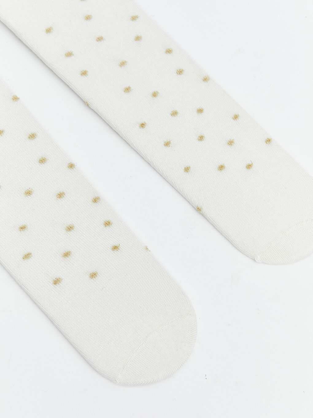 Ekru Puantiyeli Kız Bebek Külotlu Çorap 2'li-2
