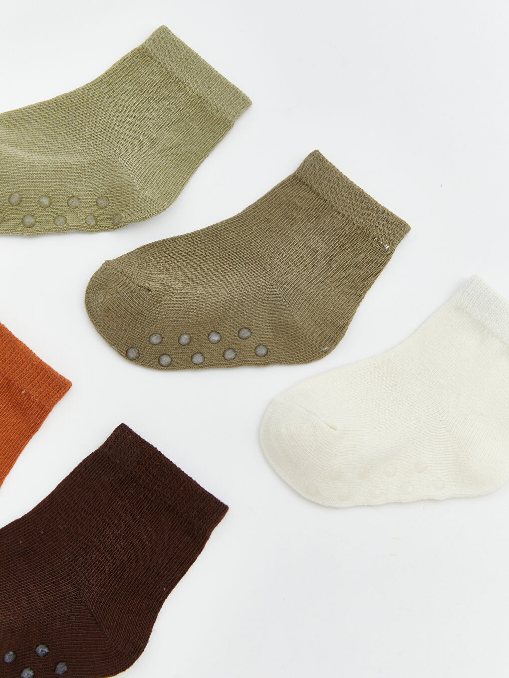 Yeşil Erkek Bebek Düz Soket Çorap 5'li-1