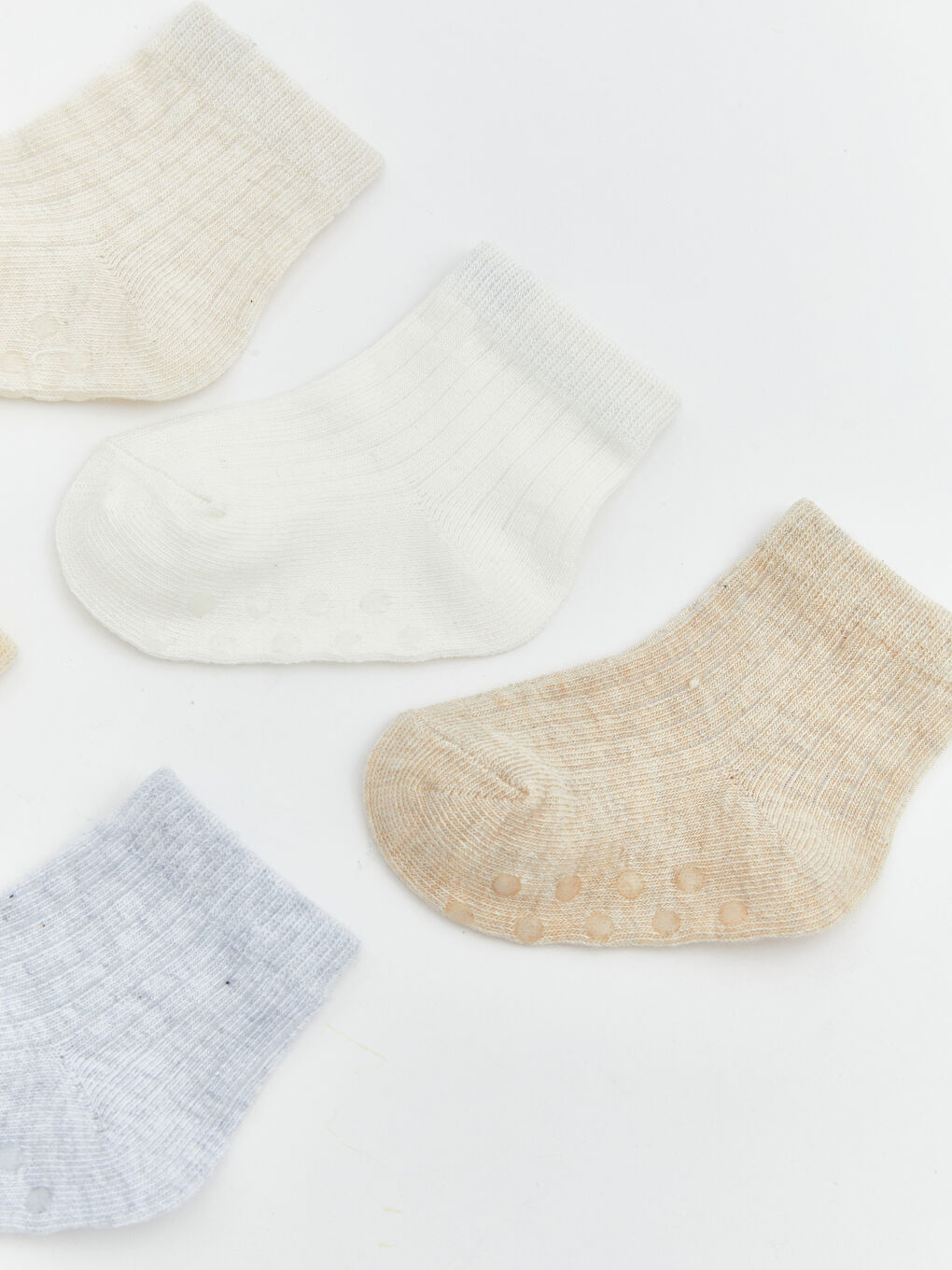 Ekru Basic Erkek Bebek Soket Çorap 5'li-1