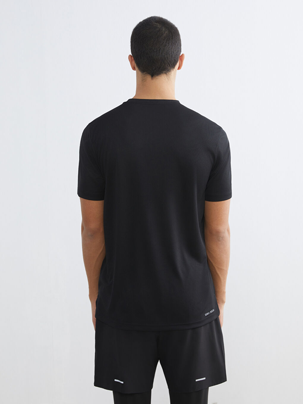 Siyah Bisiklet Yaka Erkek Spor Tişört-3