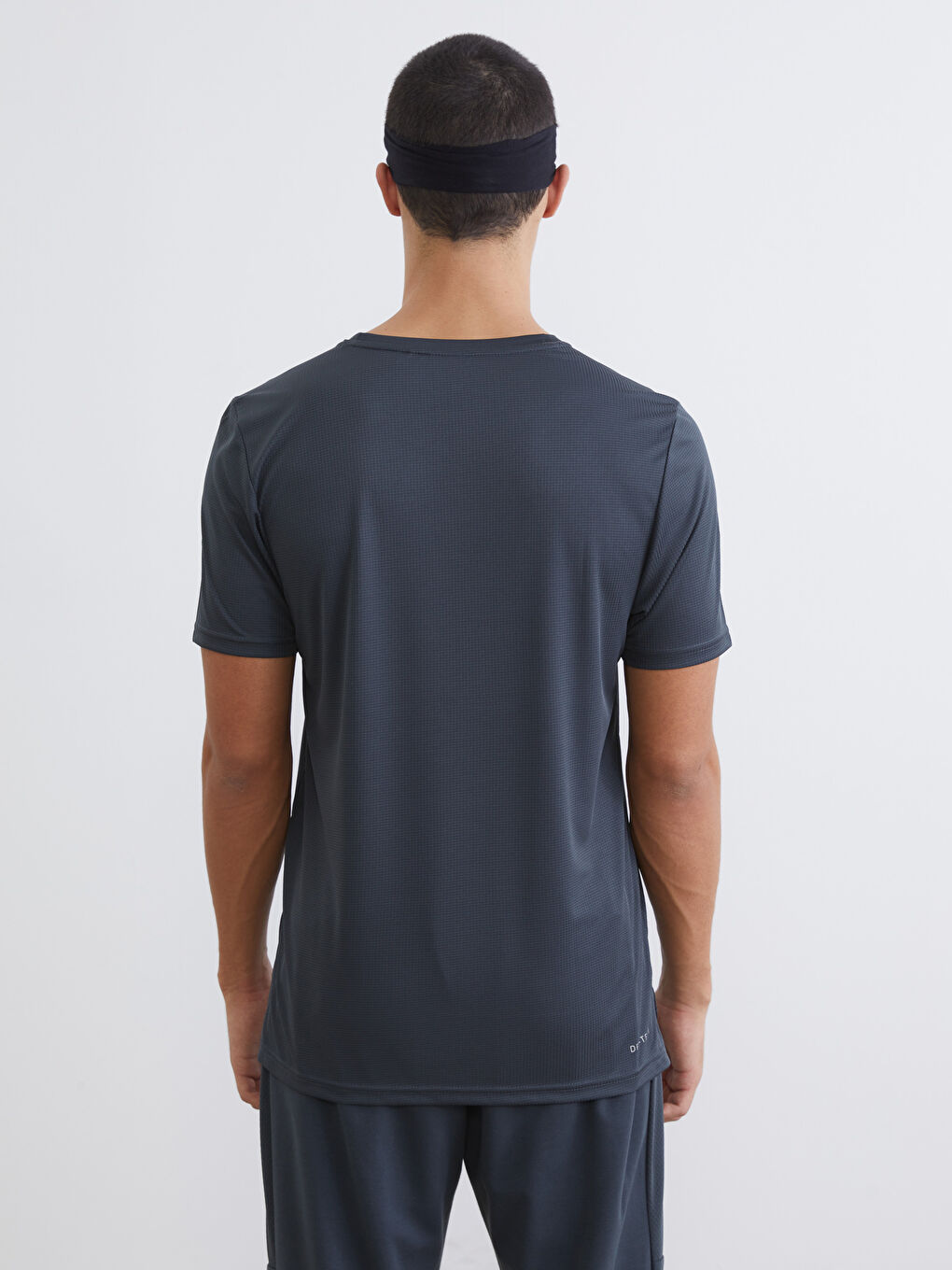 Gri Bisiklet Yaka Erkek Spor Tişört-3