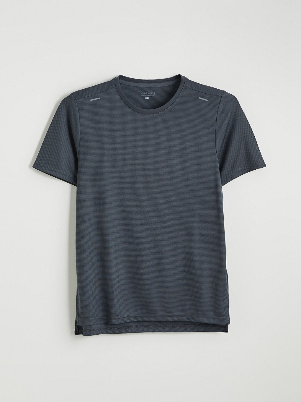 Gri Bisiklet Yaka Erkek Spor Tişört-4