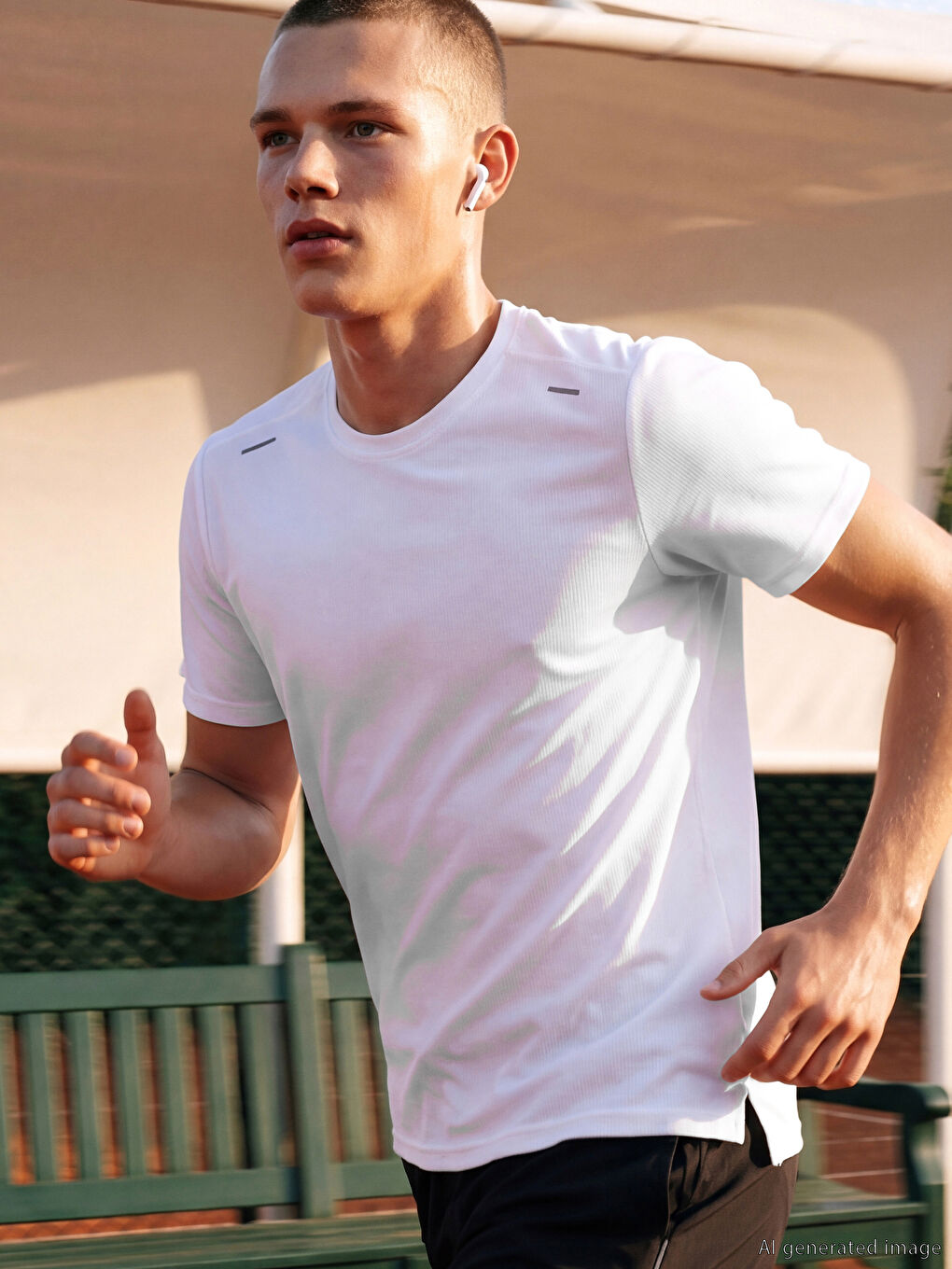 قميص رياضي رجالي بياقة دائرية