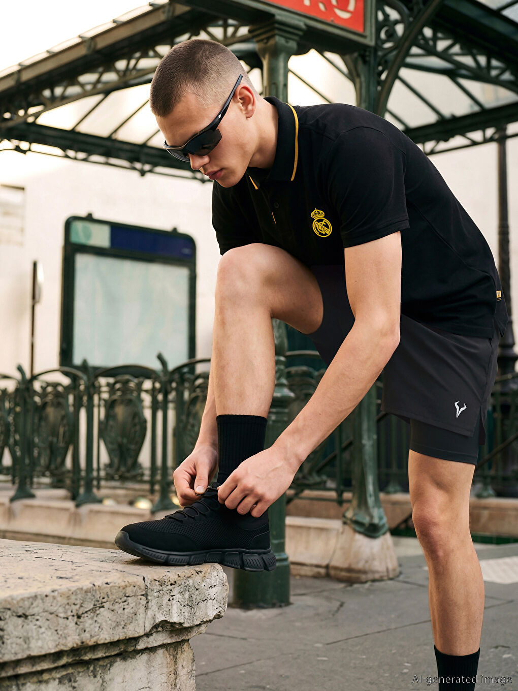 რეგულარული სპორტული შორტები მამაკაცებისთვის ლეგინსებით