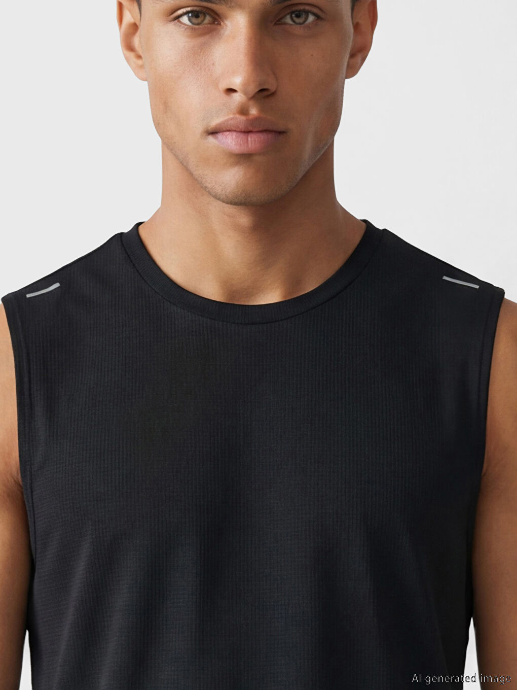 Siyah  Bisiklet Yaka Erkek Sporcu Atleti-1