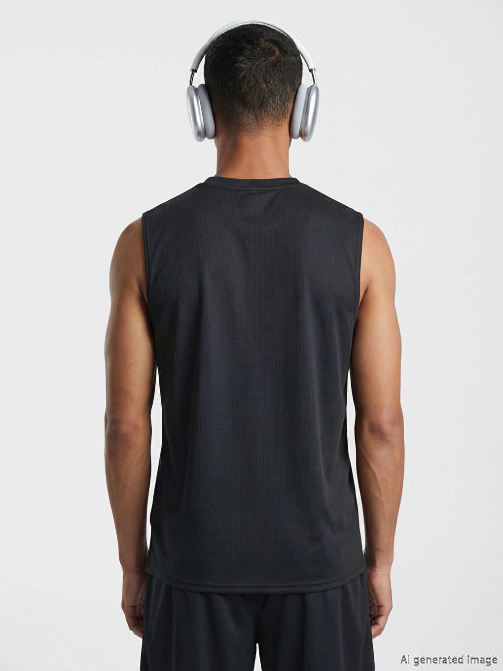 Siyah  Bisiklet Yaka Erkek Sporcu Atleti-2