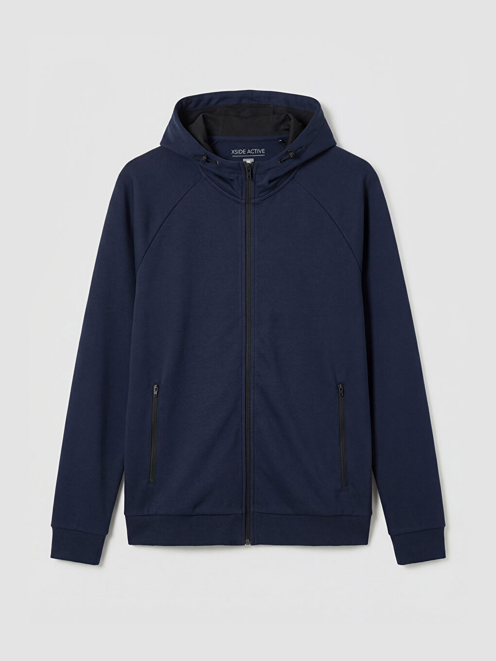 Lacivert Kapüşonlu Erkek Fermuarlı Sweatshirt