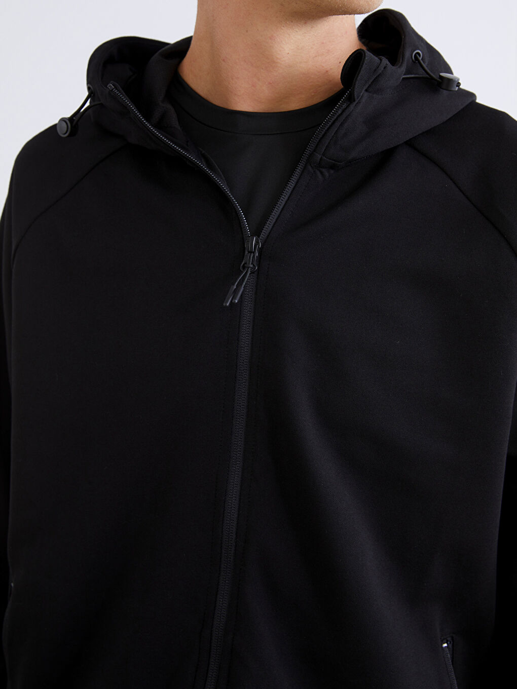 Siyah Kapüşonlu Uzun Kollu Erkek Sweatshirt-2