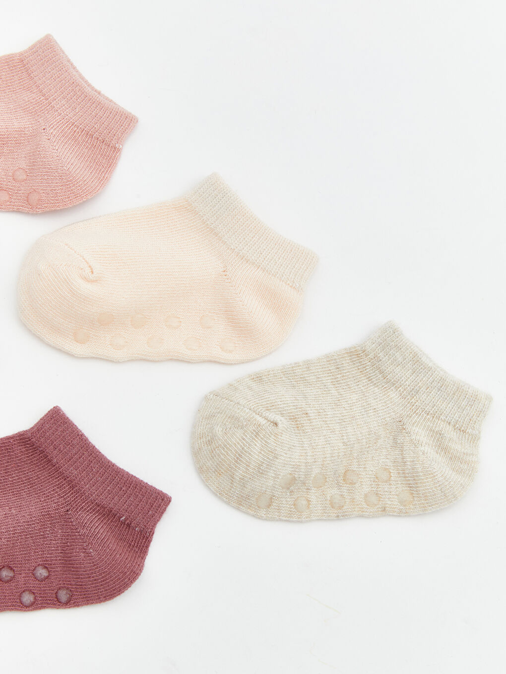Pembe Kaydırmaz Tabanlı Kız Bebek Patik Çorap 5'li-1