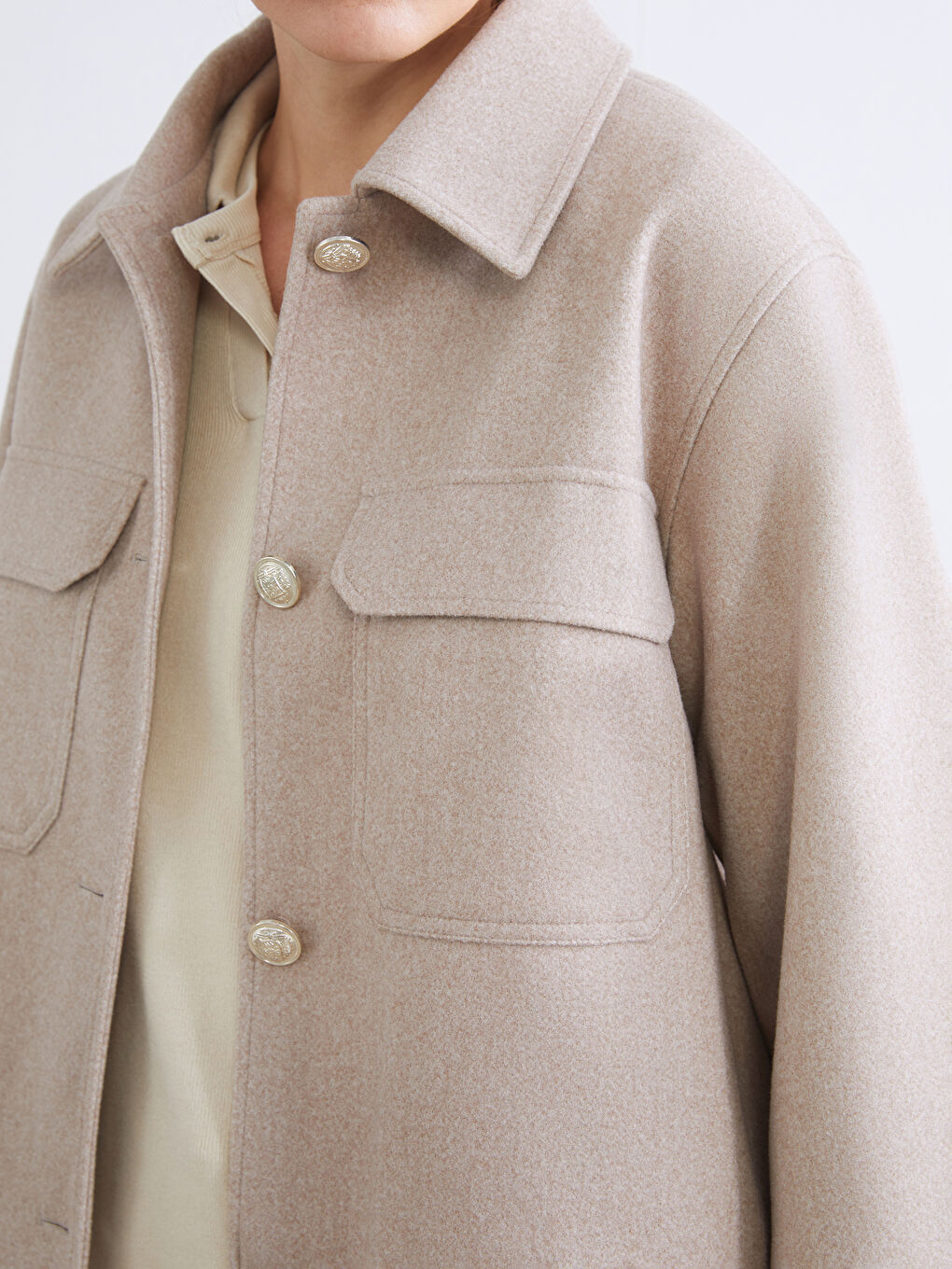 قميص خارجي بيج امرأة-2