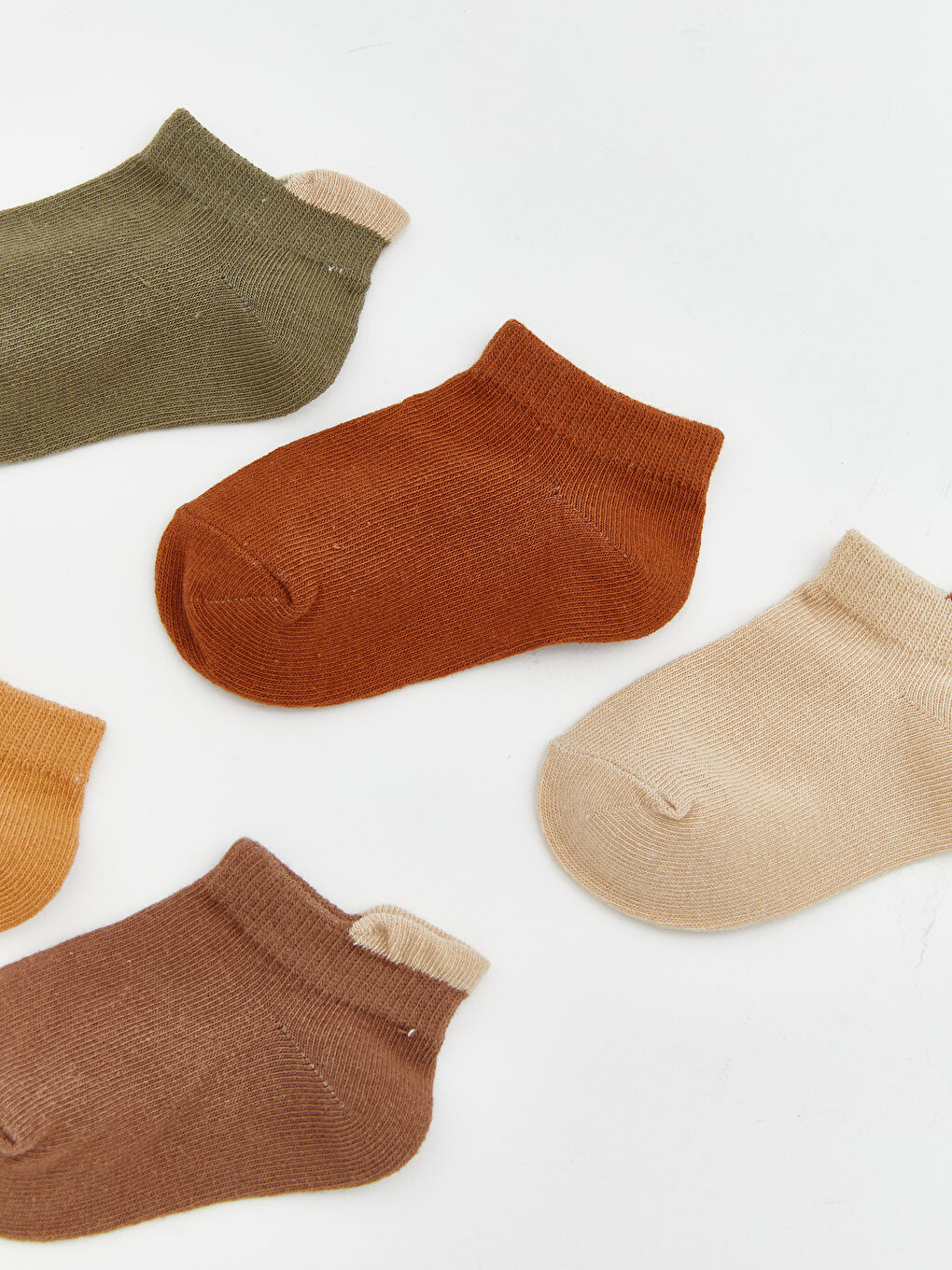 Yeşil Erkek Bebek Düz Patik Çorap 5'li-1