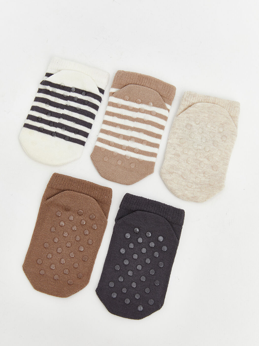 Ekru Desenli Patik Çorap Erkek Bebek 5'li -2