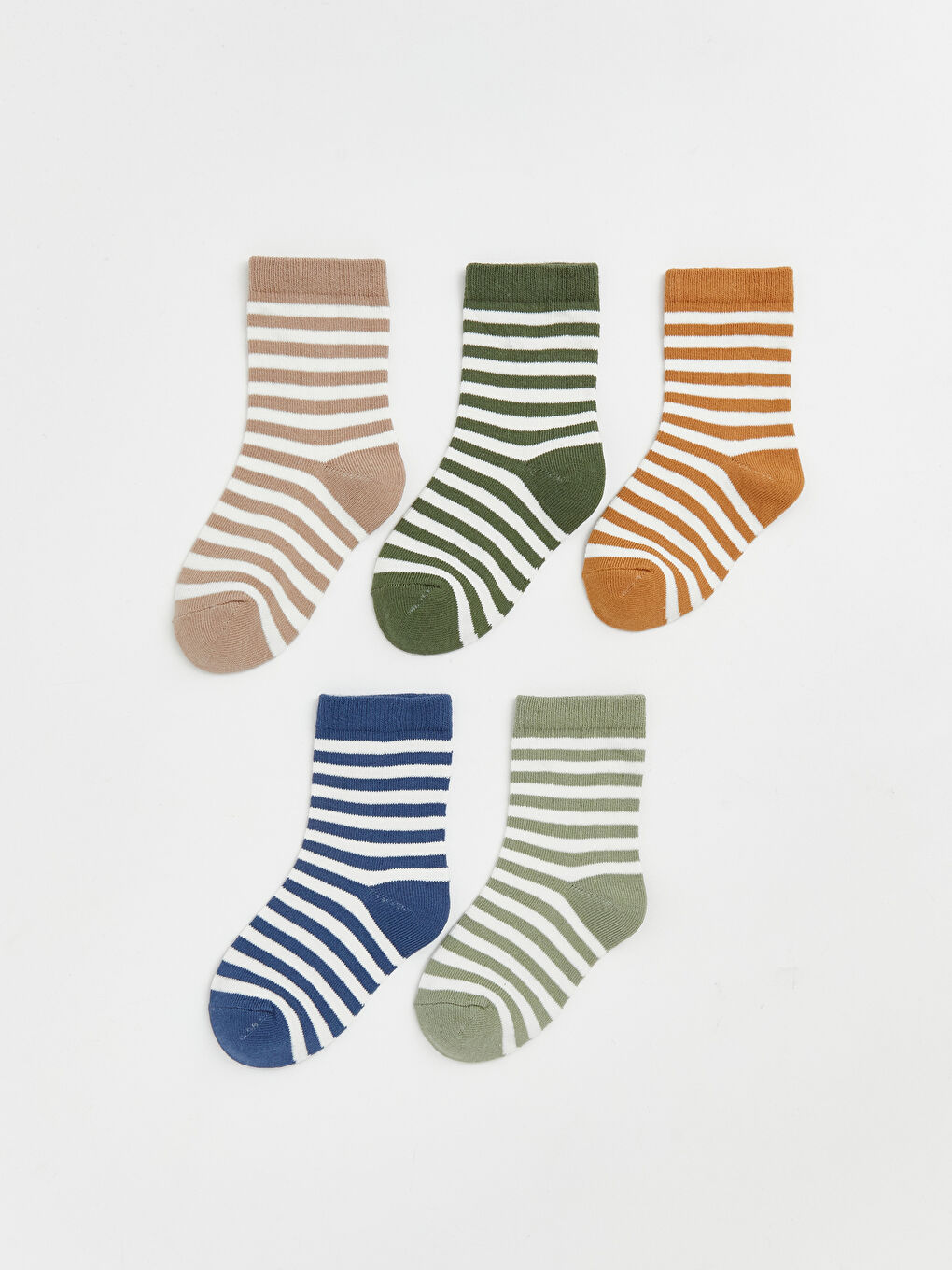 Kahverengi Çizgili Erkek Bebek Soket Çorap 5'li