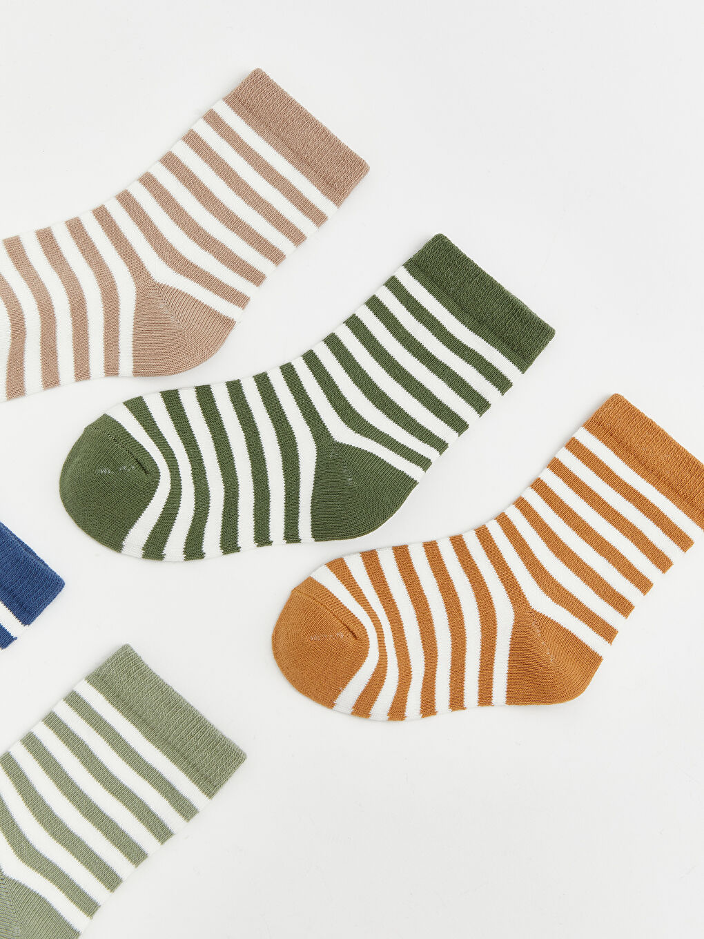 Kahverengi Çizgili Erkek Bebek Soket Çorap 5'li-1