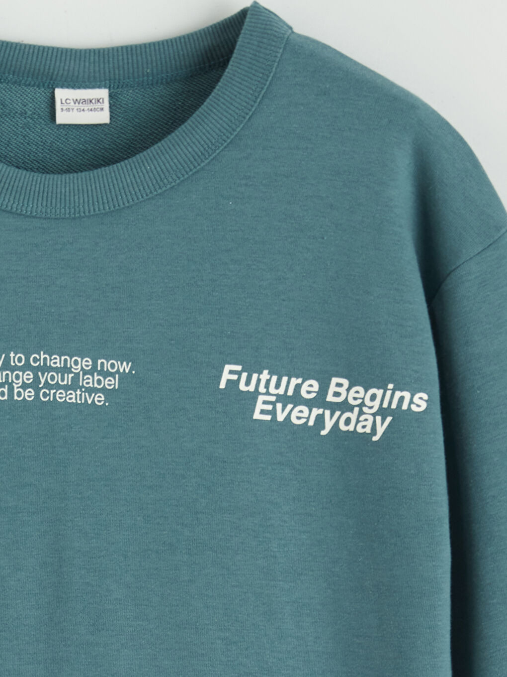 Yeşil Bisiklet Yaka Baskılı Erkek Çocuk Sweatshirt-2