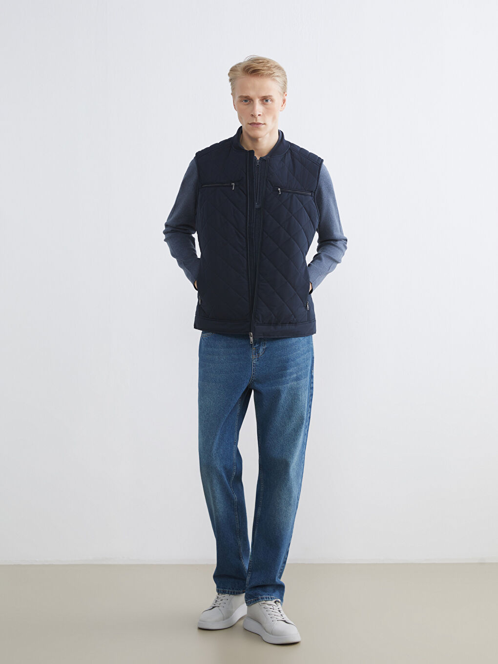 Lacivert Standart Kalıp Erkek Yelek-1