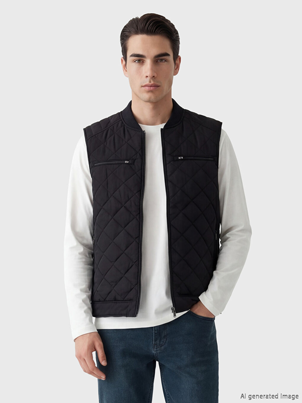 Regular Fit Baseball Collar Men's Waistcoat