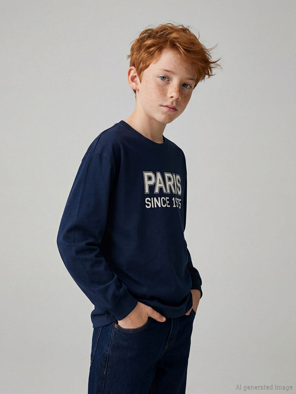 Crew Neck Paris Printed Boys' T-Shirt