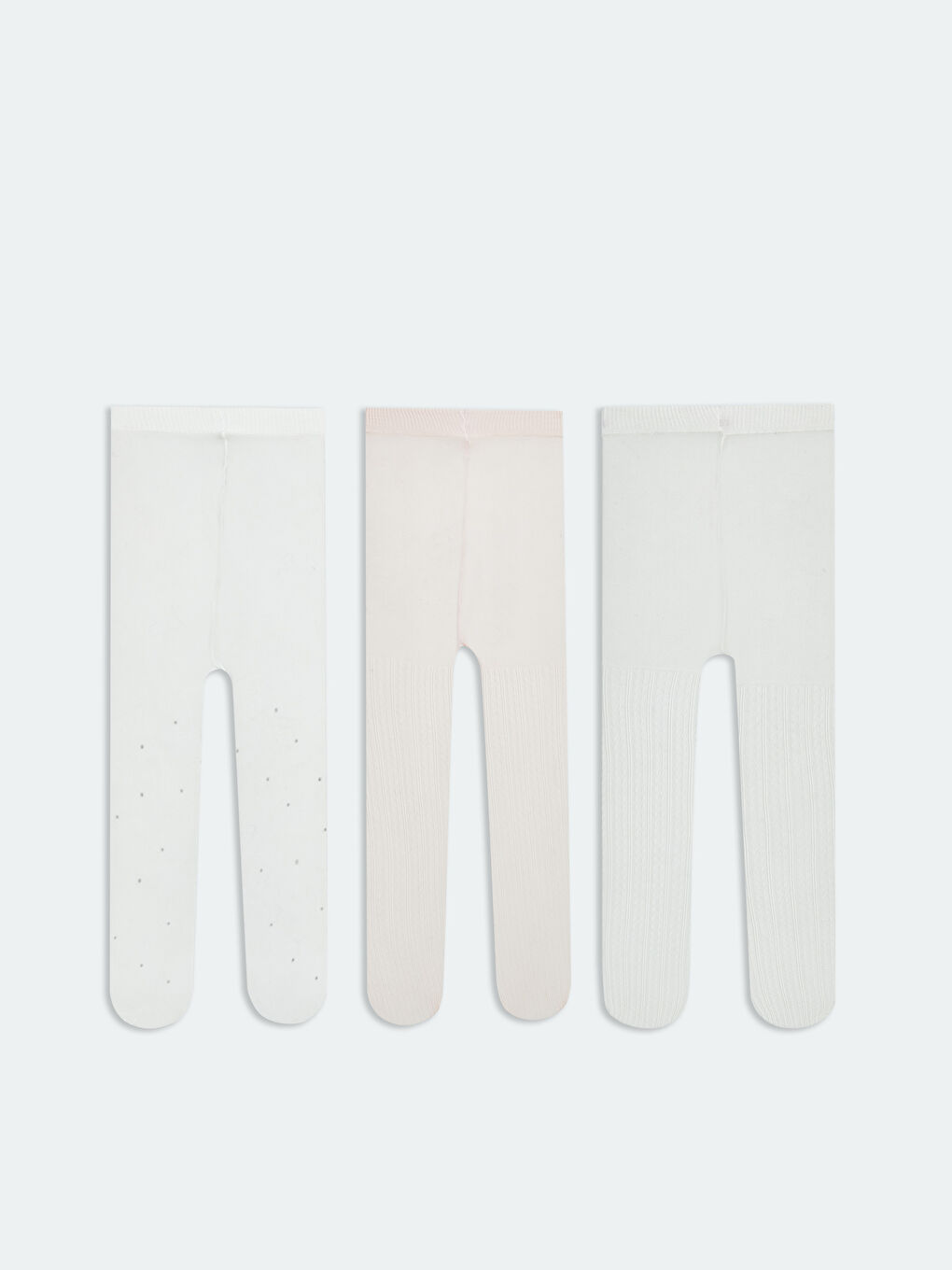 Ekru Beli Lastikli Kız Bebek Külotlu Çorap 3'lü
