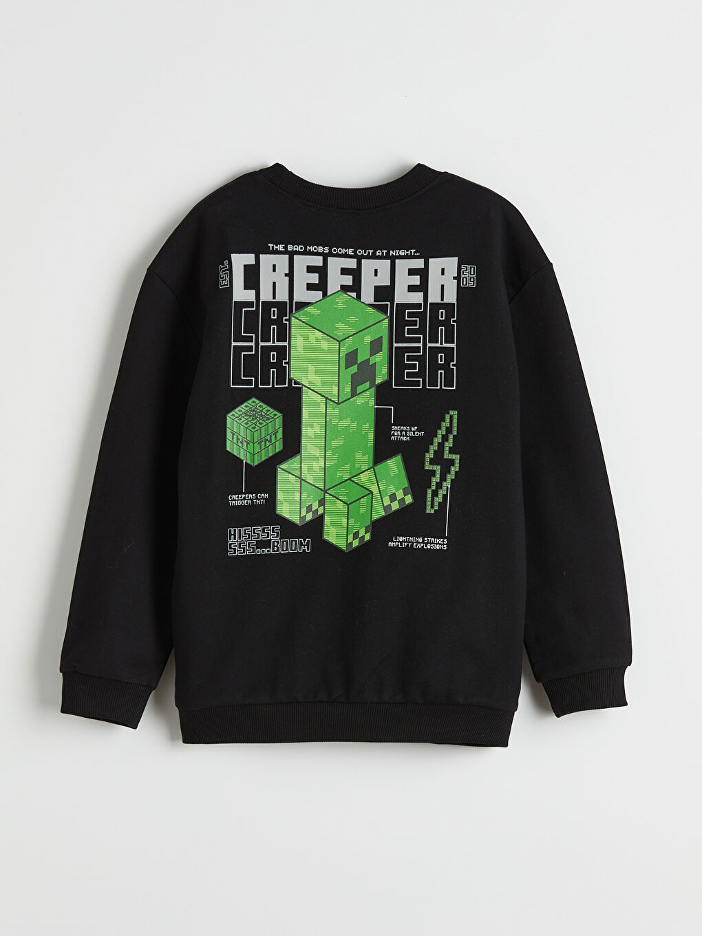 Siyah Minecraft Baskılı Erkek Çocuk Sweatshirt-2