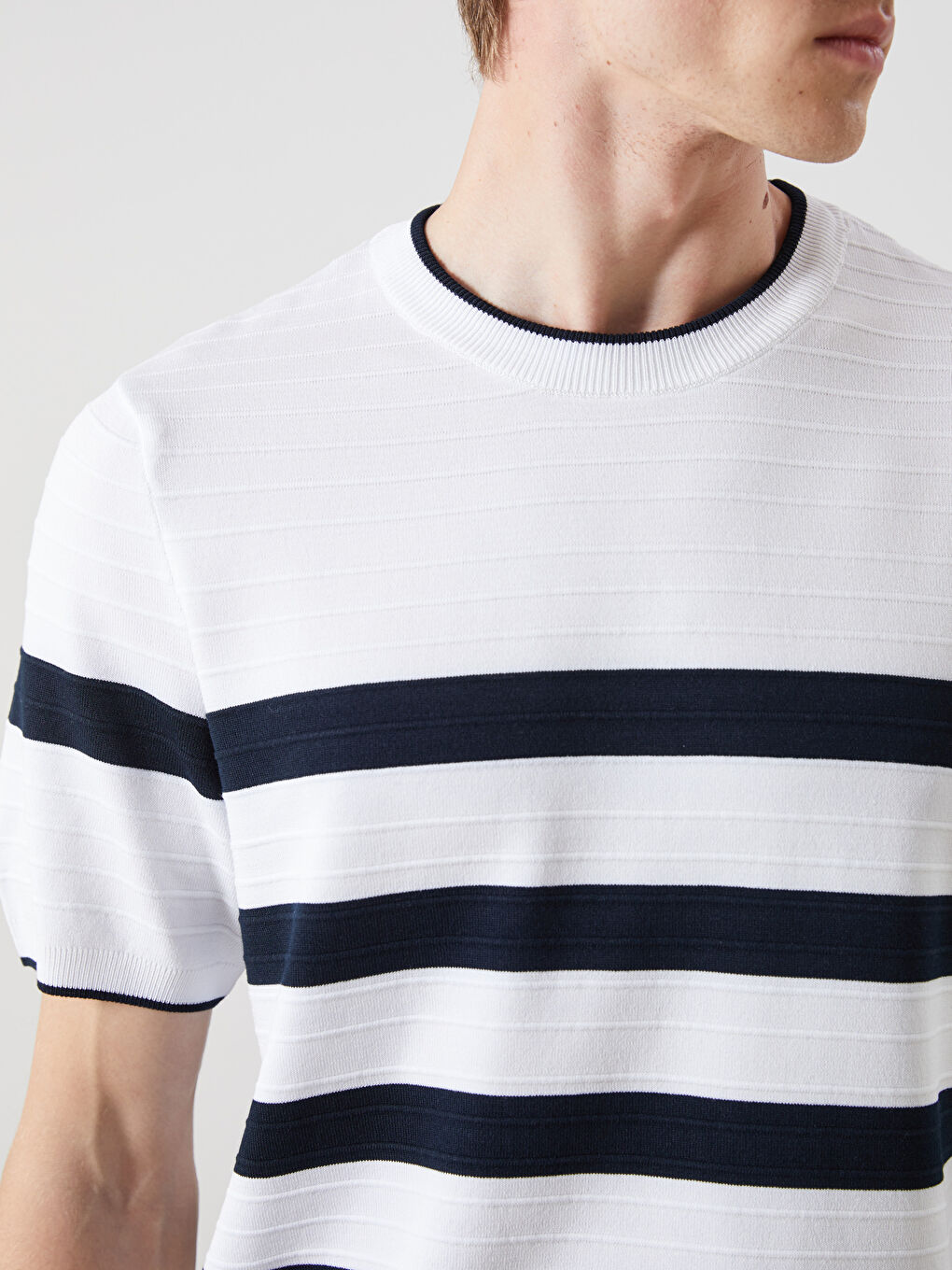 LCW Vision Crew Neck Short Sleeve Striped Men's Knitwear Sweater -S62179Z8-R9J