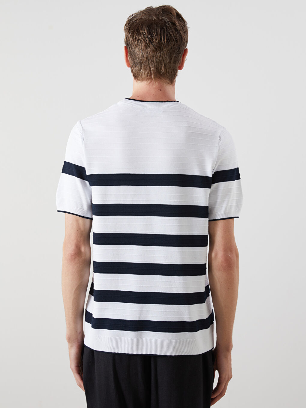 LCW Vision Crew Neck Short Sleeve Striped Men's Knitwear Sweater -S62179Z8-R9J