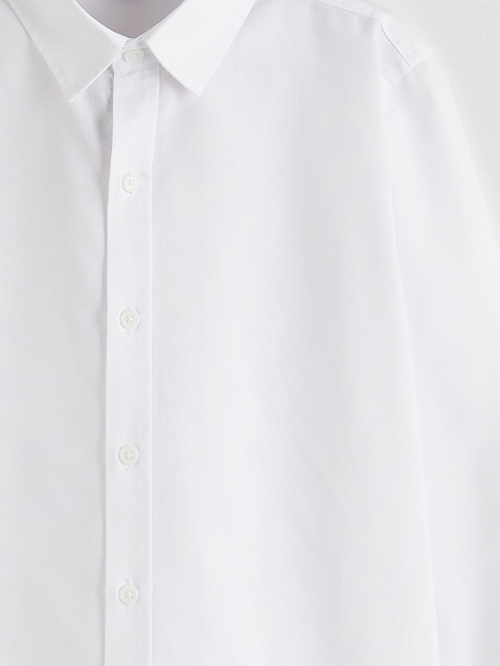 Beyaz Basic Uzun Kollu Erkek Çocuk Gömlek-2