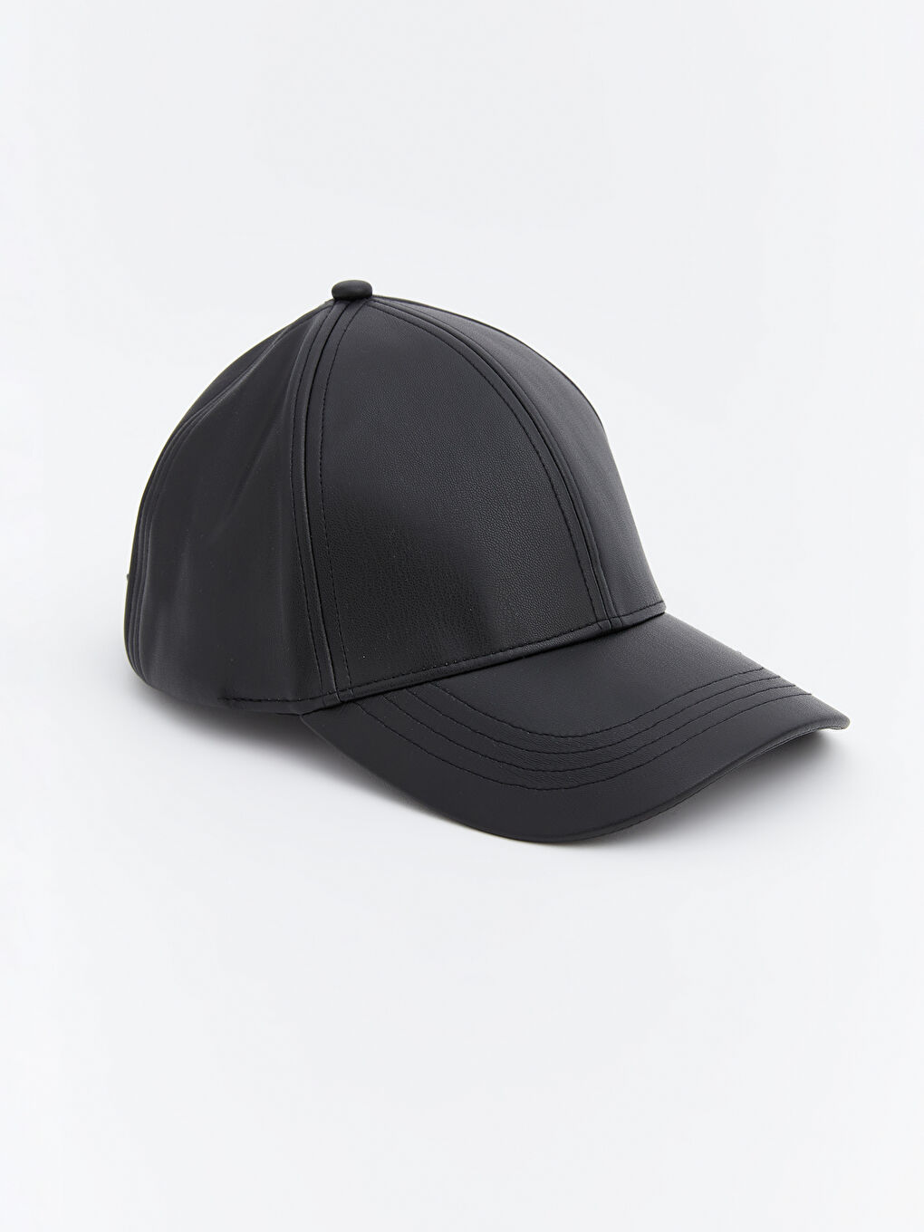 Siyah Deri Görünümlü Erkek Kep Şapka-1