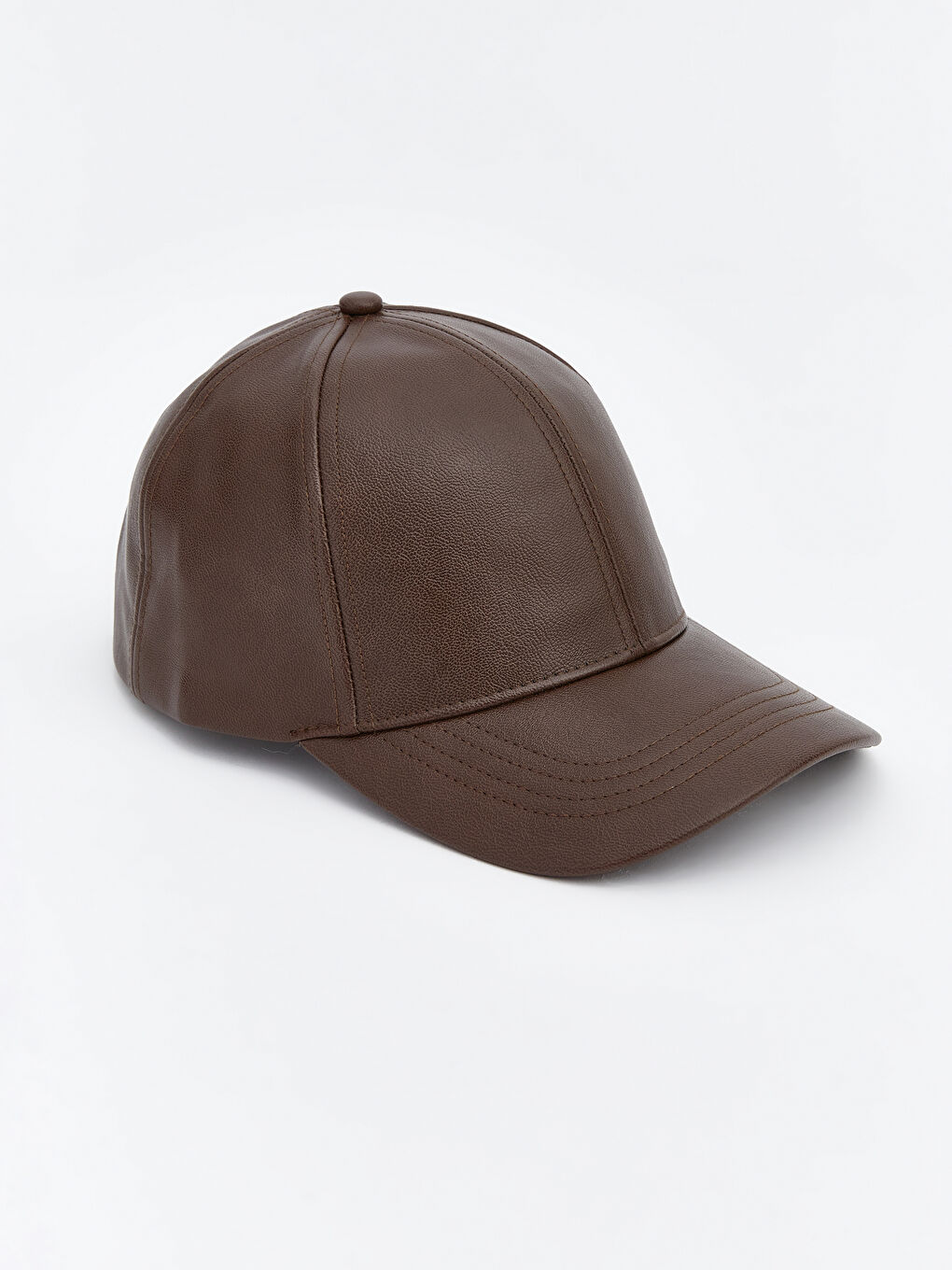 Kahverengi Deri Görünümlü Erkek Kep Şapka-1