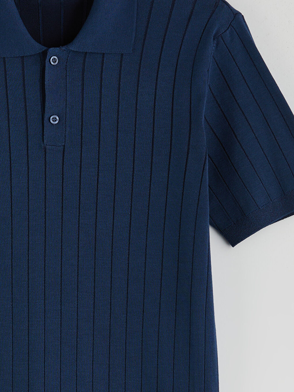 İndigo Polo Yaka Kısa Kollu Erkek Triko Kazak-6