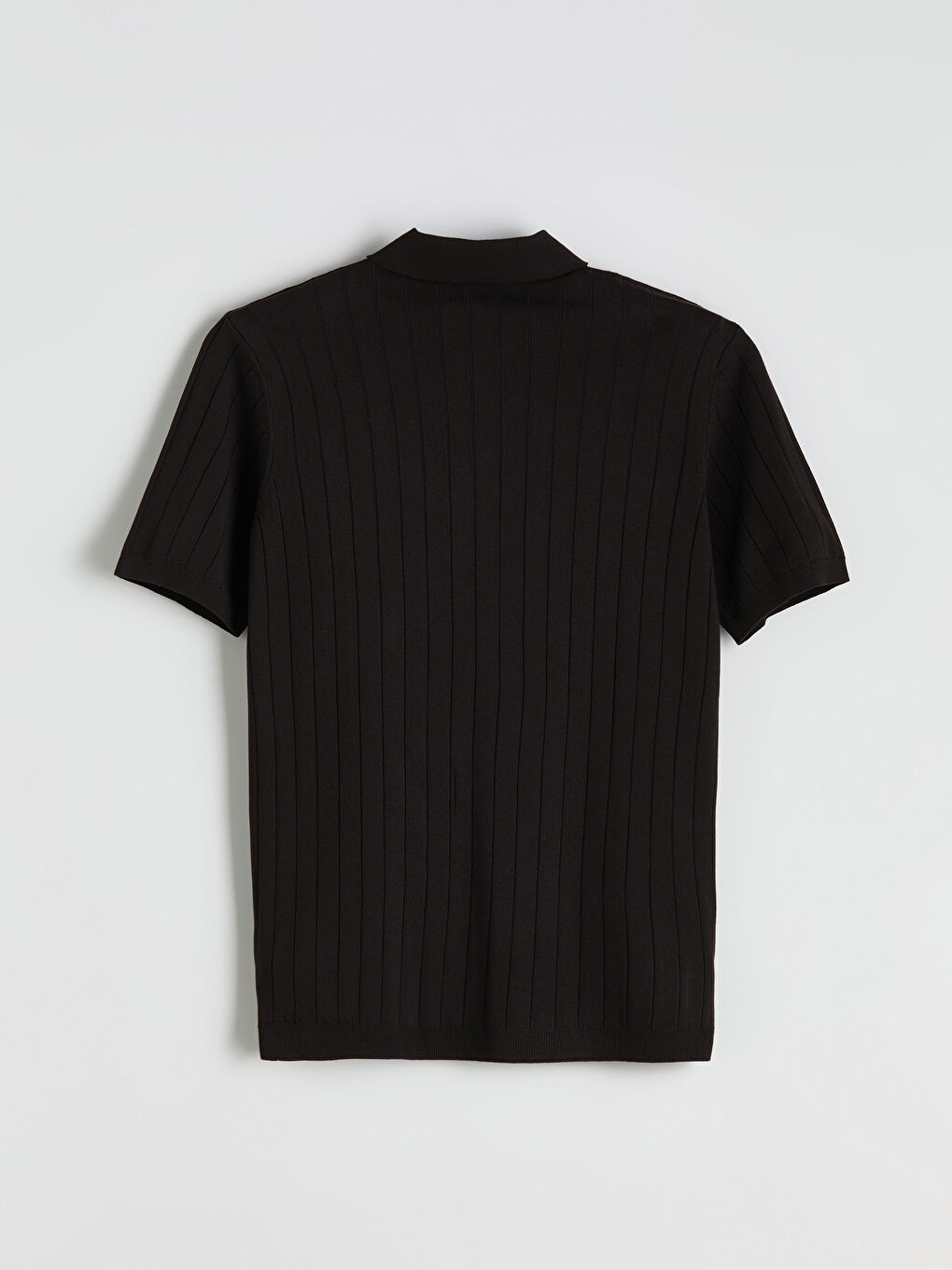 Kahverengi Polo Yaka Kısa Kollu Erkek Triko Kazak-5