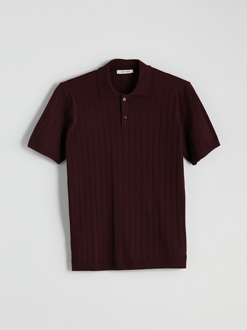 Bordo Polo Yaka Kısa Kollu Erkek Triko Kazak-4