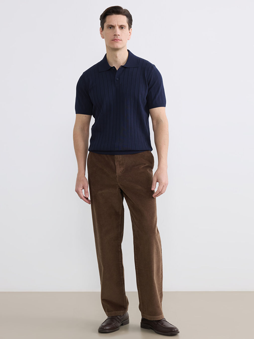 Lacivert Polo Yaka Erkek Triko Kazak-1