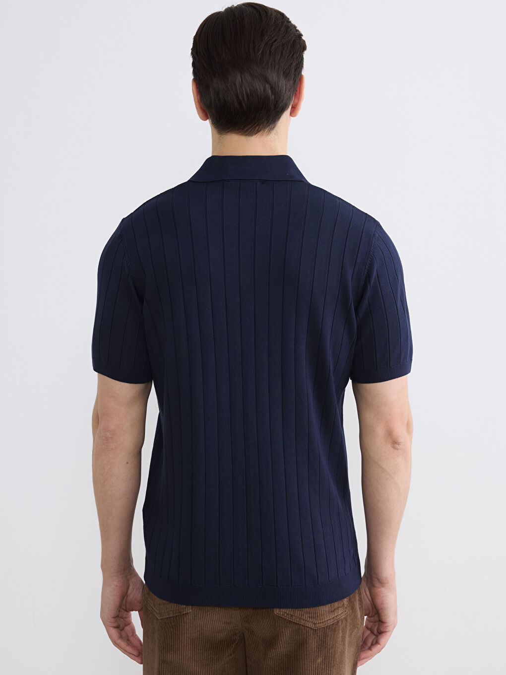 Lacivert Polo Yaka Erkek Triko Kazak-3