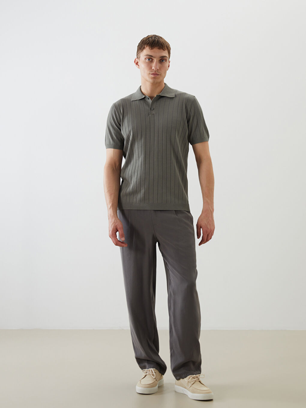 Polo Neck Short Sleeve Men's Knitwear Sweater -S62194Z8-PX2