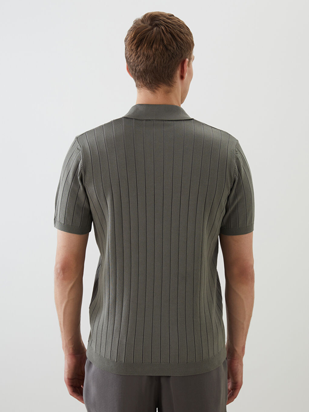 Polo Neck Short Sleeve Men's Knitwear Sweater -S62194Z8-PX2