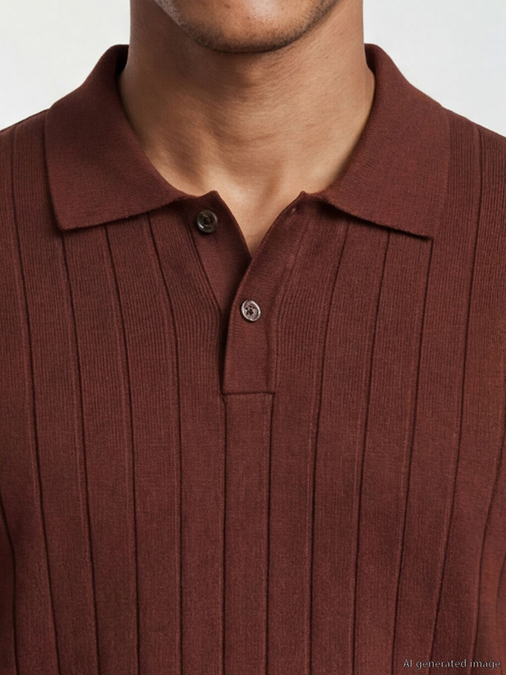 Kahverengi Polo Yaka Erkek Triko Kazak-2