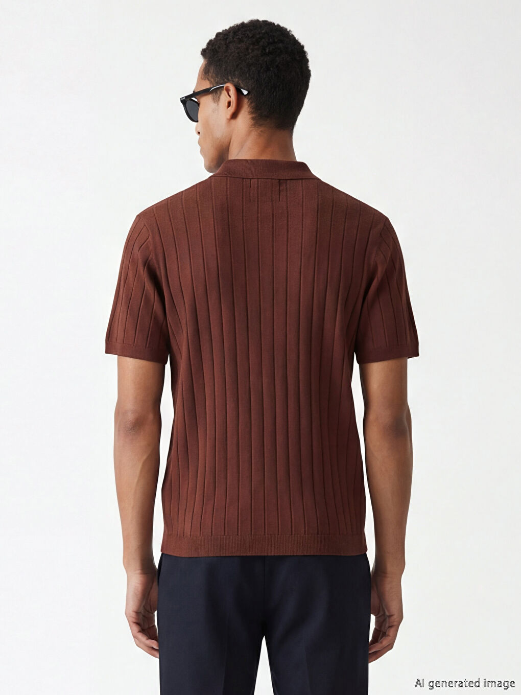 Kahverengi Polo Yaka Erkek Triko Kazak-3