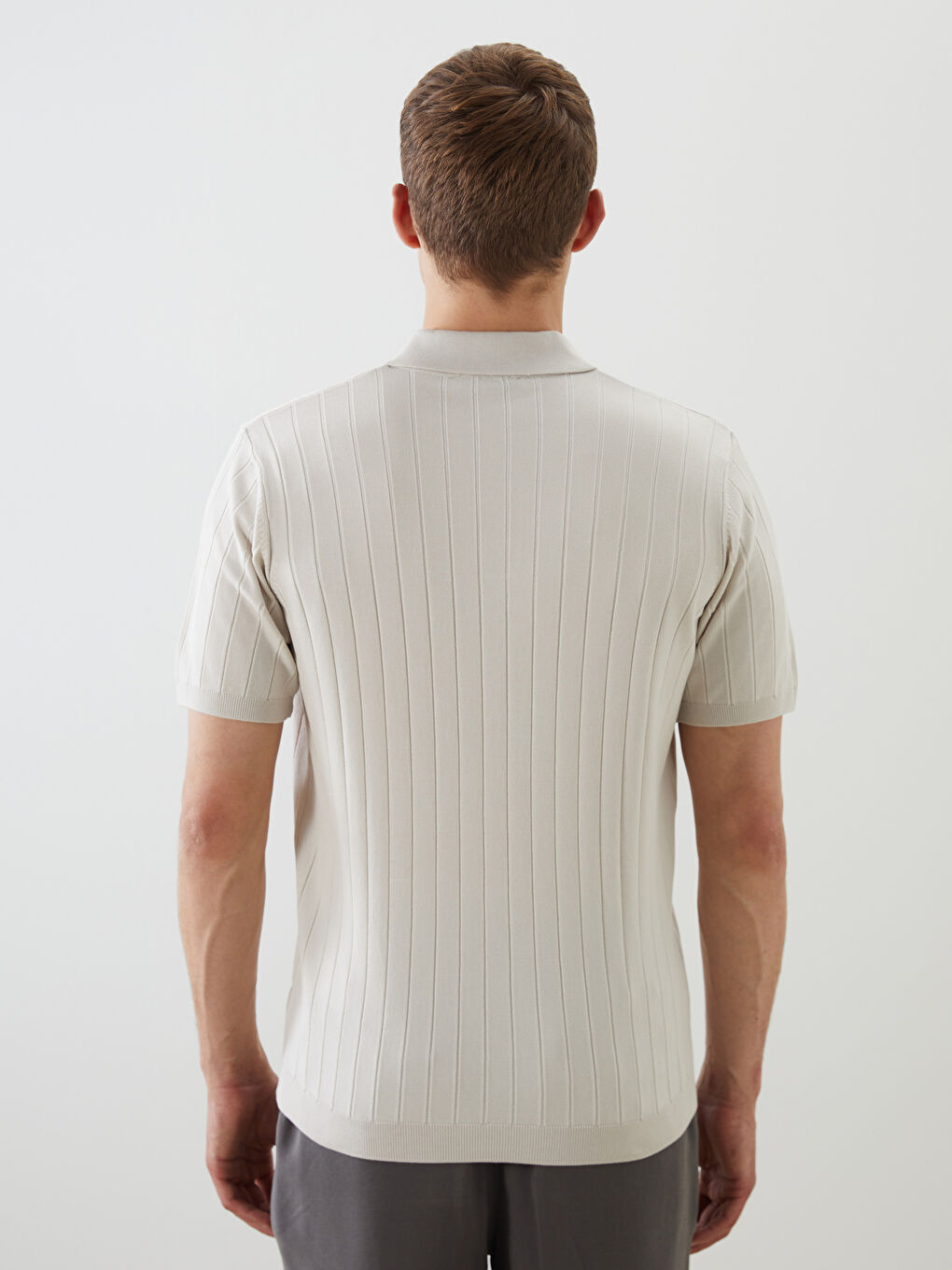 Polo Neck Short Sleeve Men's Knitwear Sweater -S62194Z8-YVP